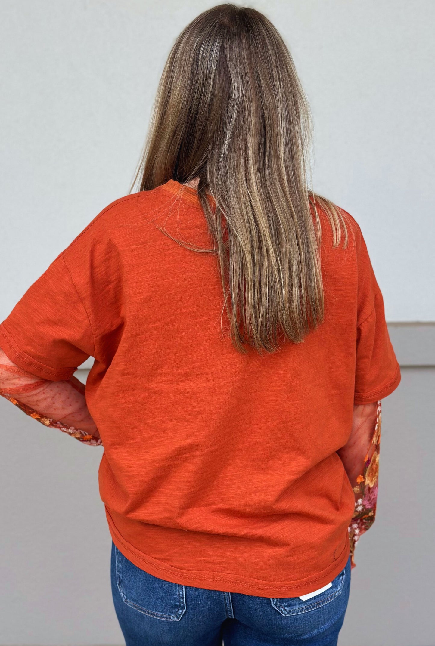 RUST VINTAGE SLEEVE TOP