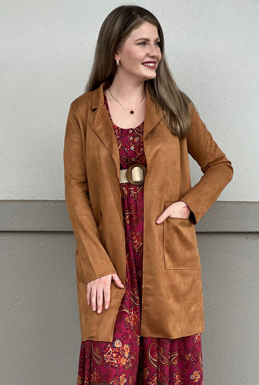 CAPPUCCINO FAUX SUEDE JACKET