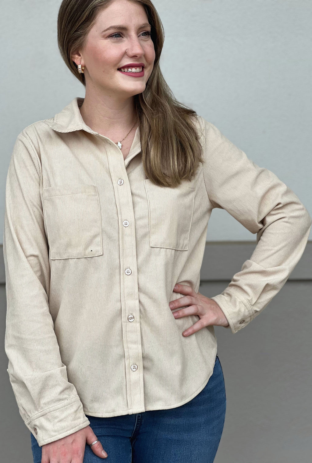 CREAM BROOKE CORDUROY TOP