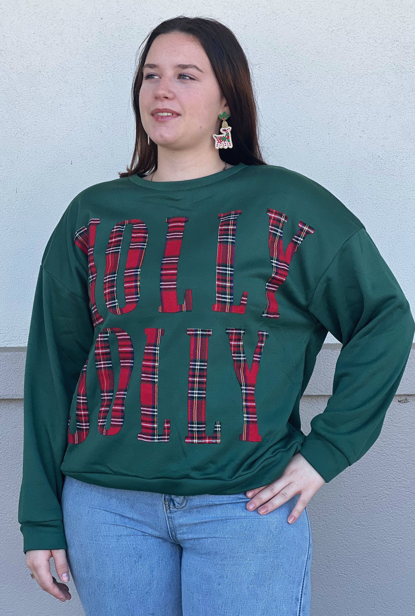 PLAID HOLLY JOLLY SWEATER