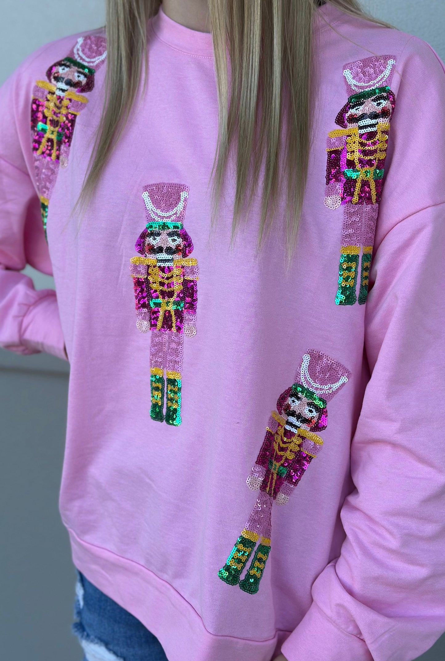 PINK SEQUIN NUTCRACKER SWEATER