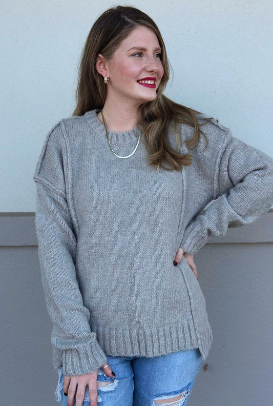 GREY FUZZY SWEATER