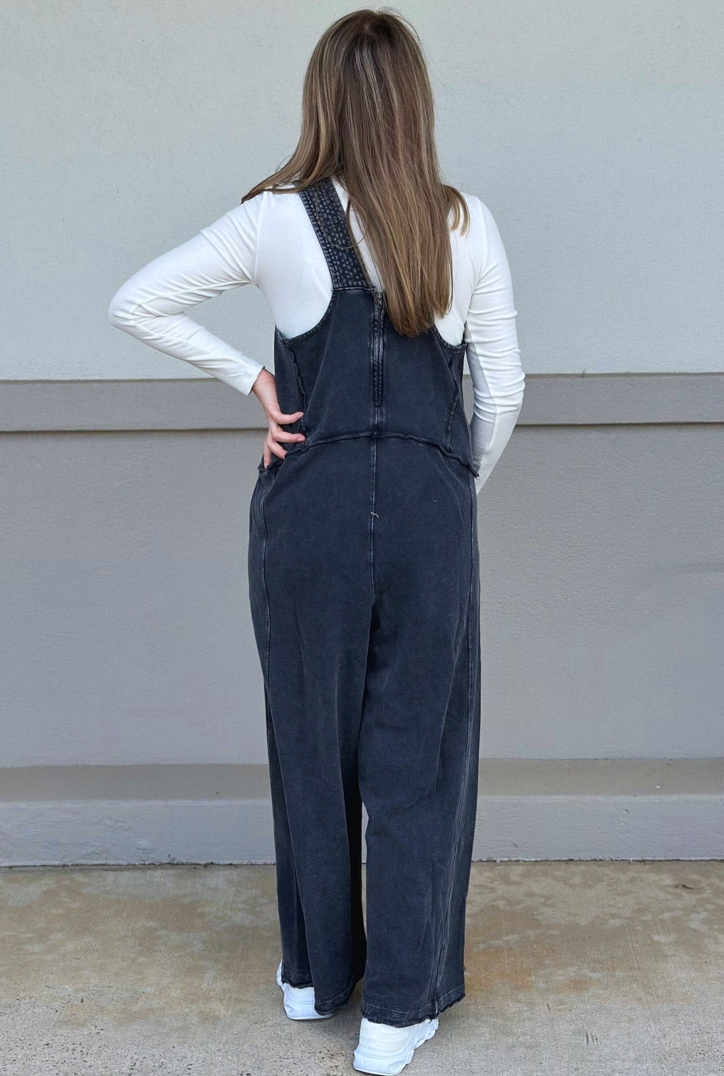 BLACK TERRY KNIT JUMPSUIT