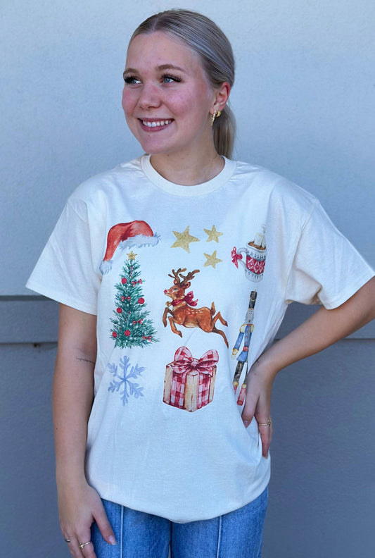 CHRISTMAS COLLAGE GRAPHIC TEE