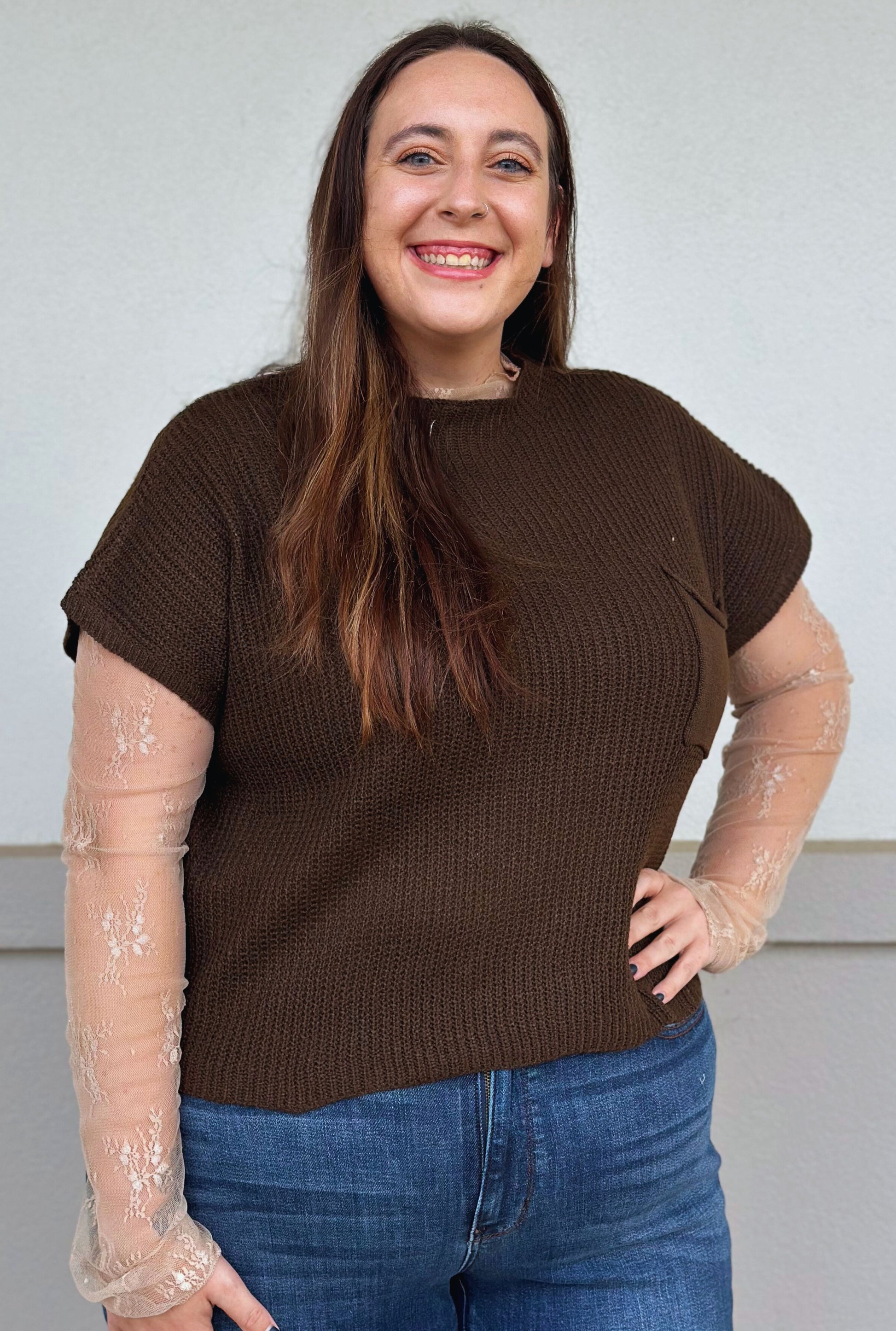CURVY BEIGE MESH TOP