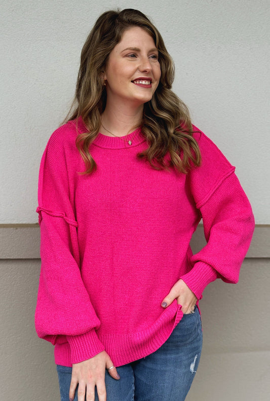 PINK BASIC OVERSIZED SWEATER