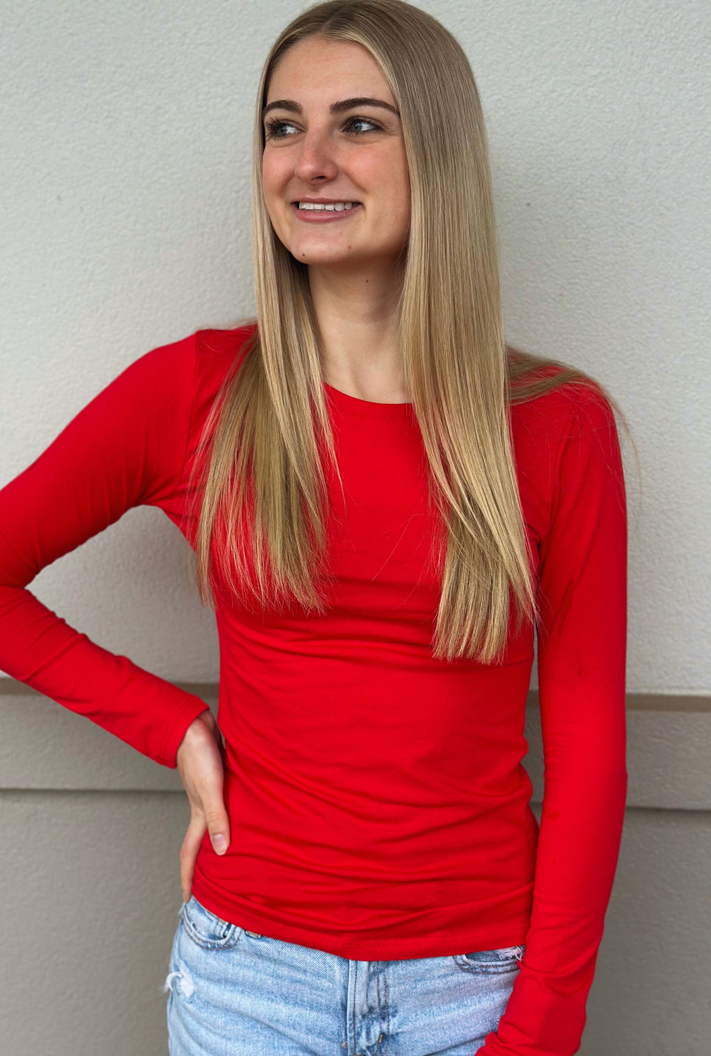 RED SPANDEX JERSEY TOP
