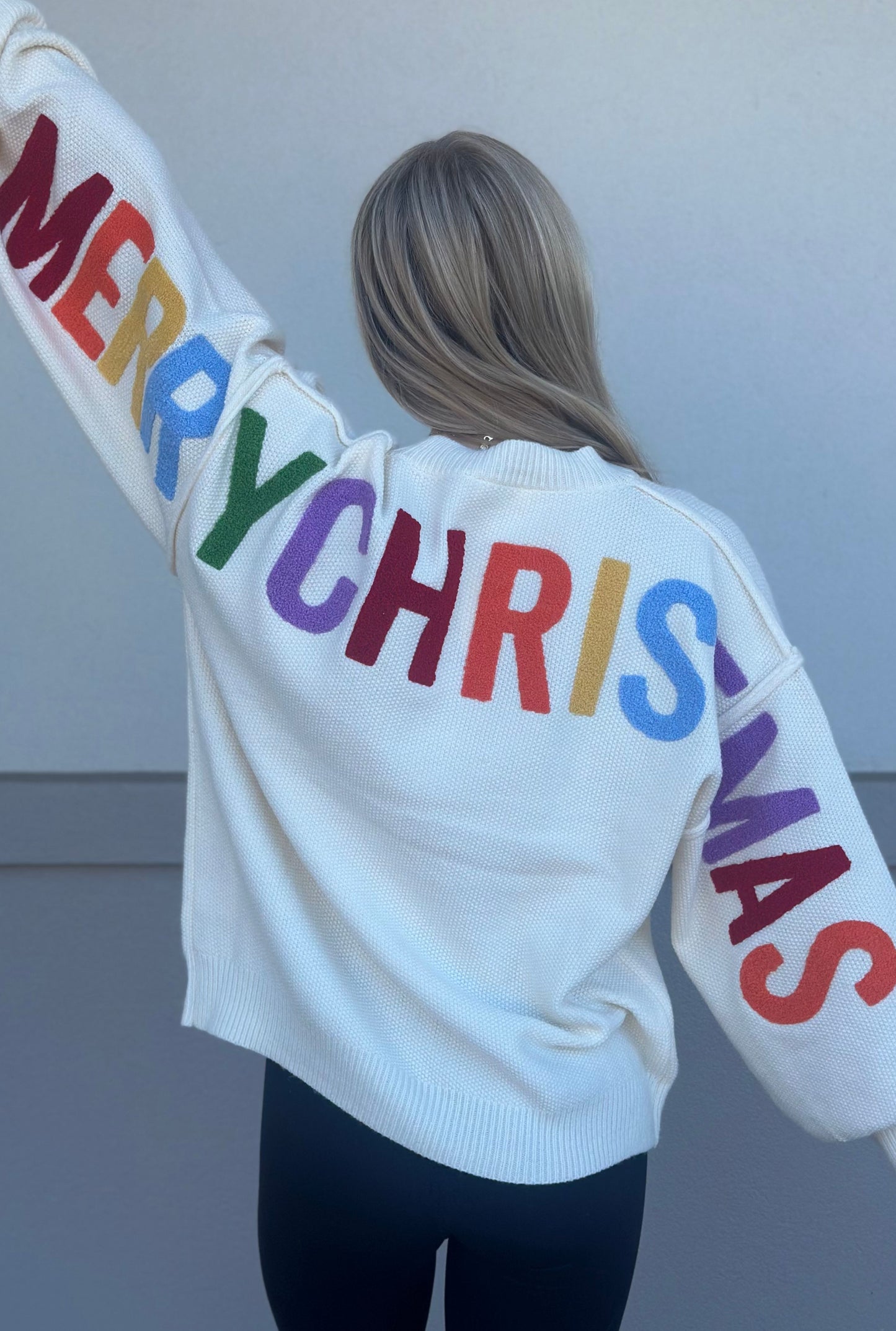 IVORY COLORFUL MERRY CHRISTMAS SWEATER