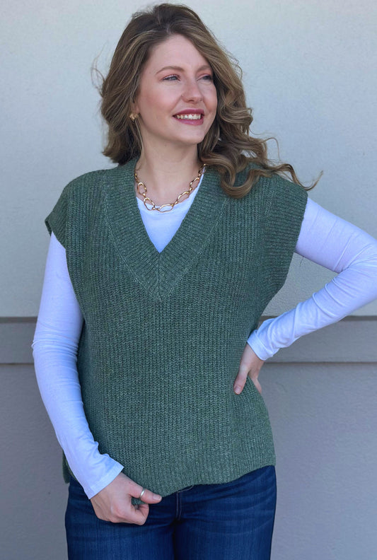 LT OLIVE KATIE KNIT TOP