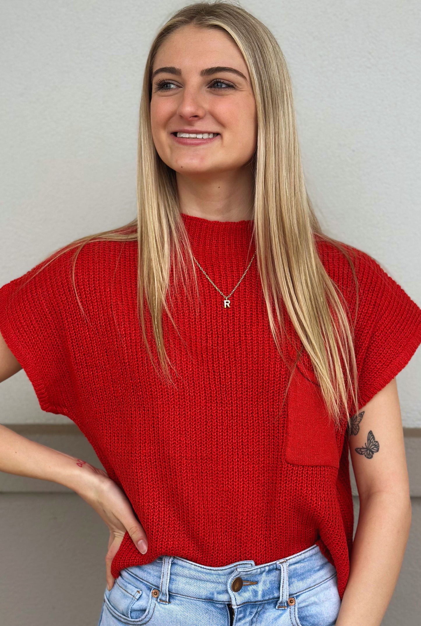 RED KNIT TOP