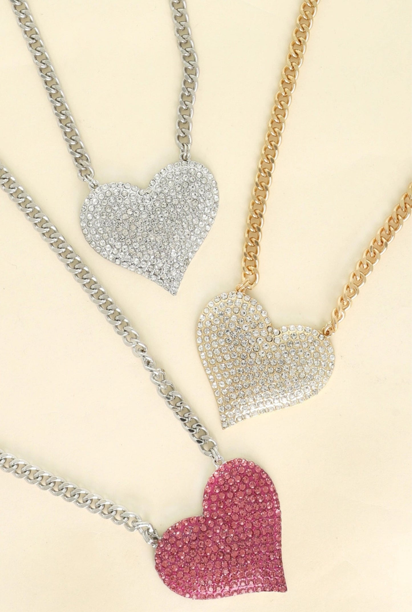 Valentine's Day Rhinestone Heart Pendant Necklace