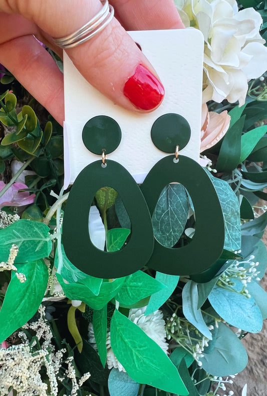 DARK GREEN SWIRL EARRINGS