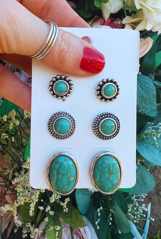 TURQUOISE CIRCLE STUD SET