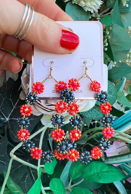 NAVY MIX DAISY EARRINGS