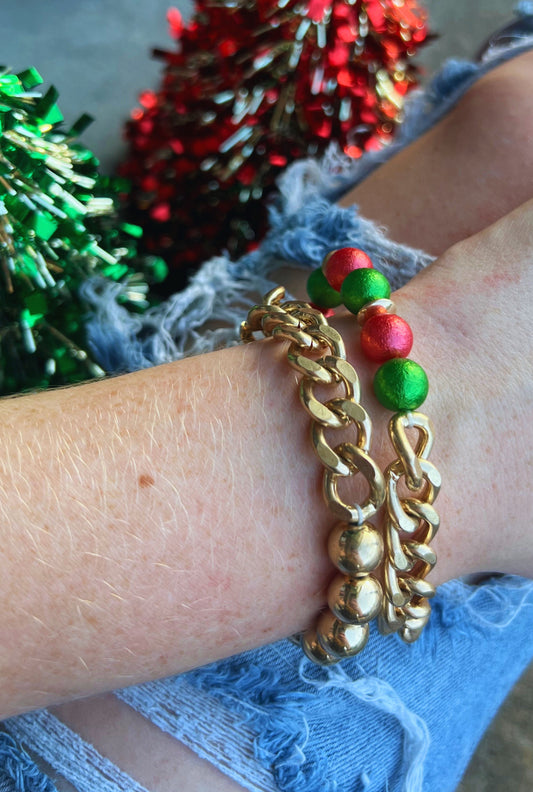 CHRISTMAS BEADED BRACELET SET