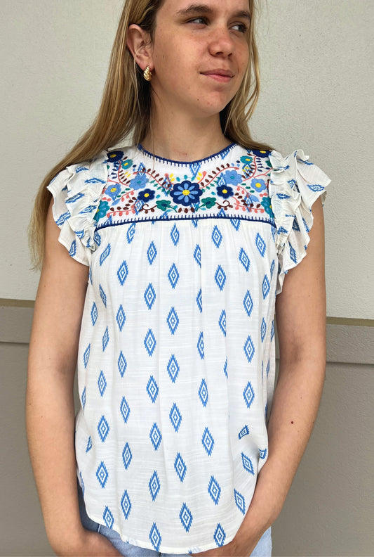 BLUE BLOOMS TOP