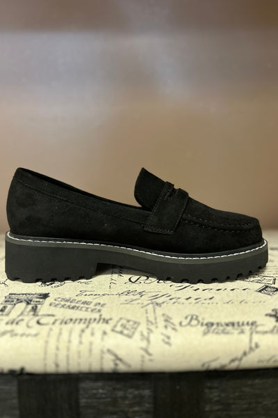 CORKY BLACK SUEDE LOAFERS