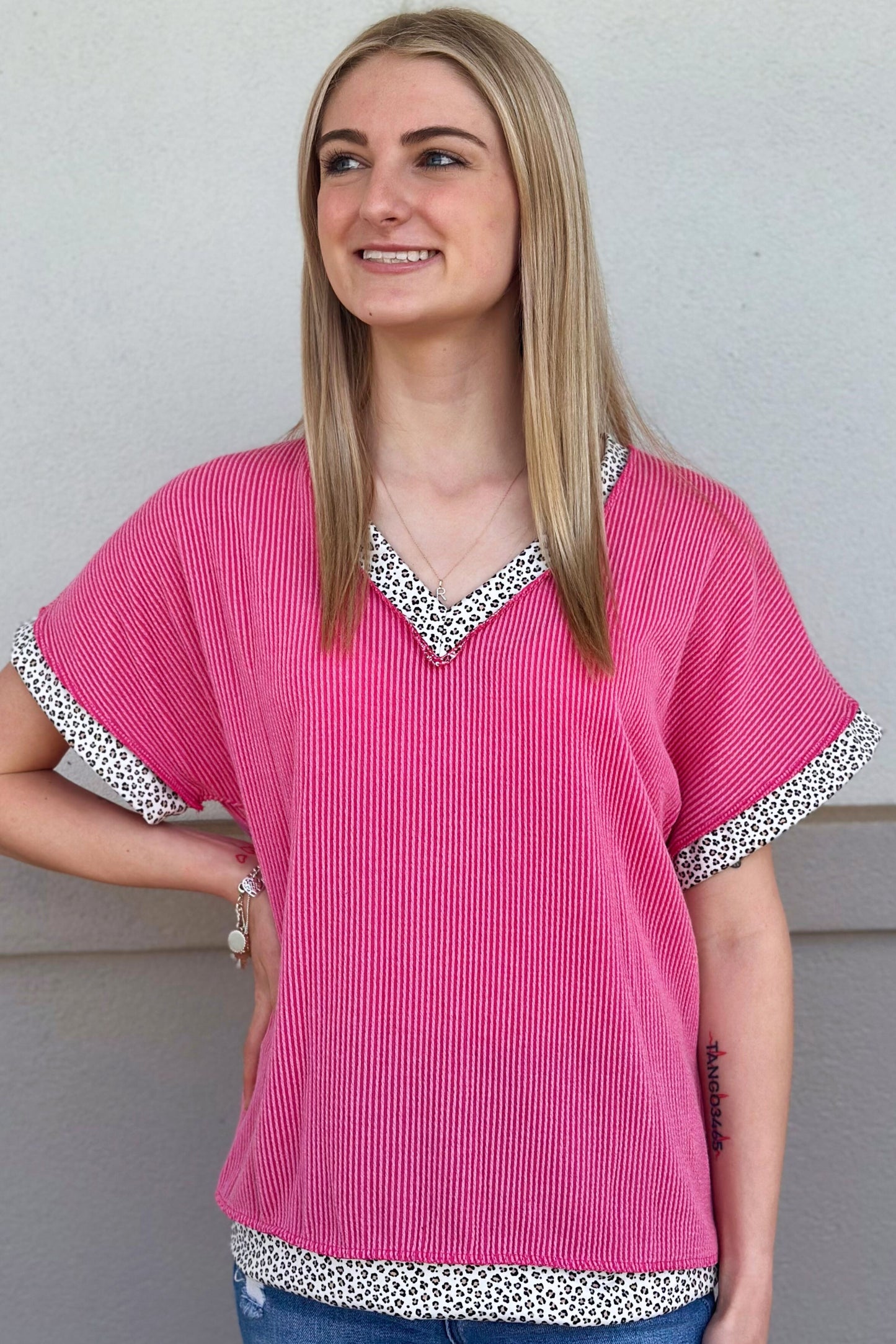 FUCHSIA CHEETAH FIERCE TOP