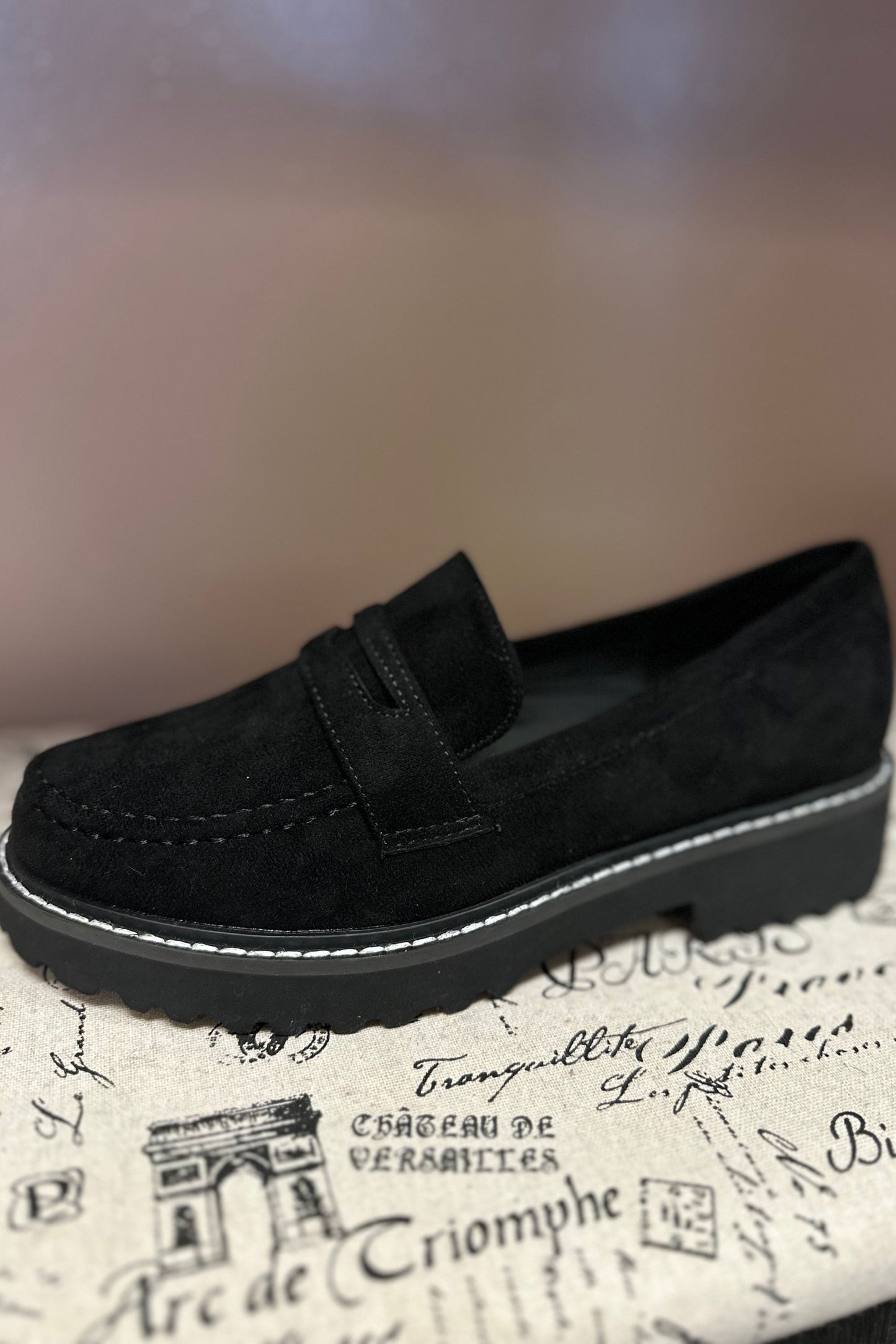 CORKY BLACK SUEDE LOAFERS