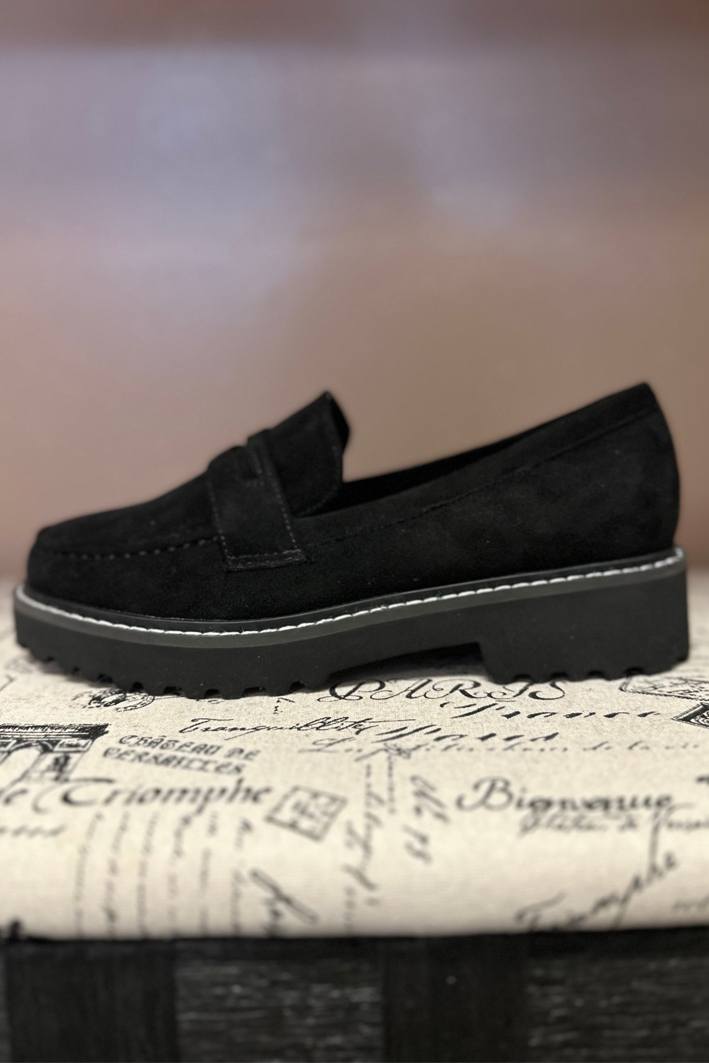 CORKY BLACK SUEDE LOAFERS