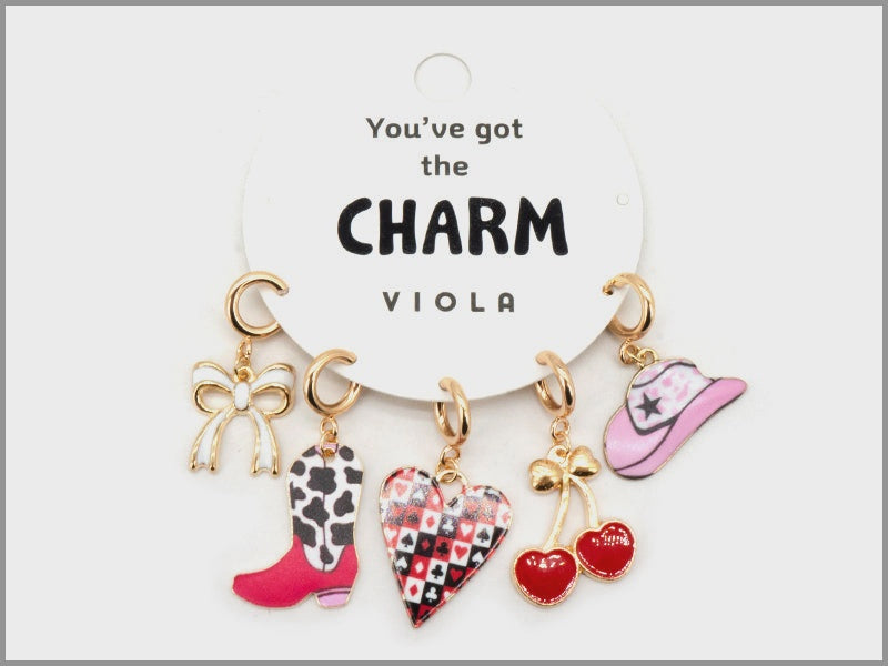 Gold Bow, Cherries, Cowboy Hat Charms For Necklaces