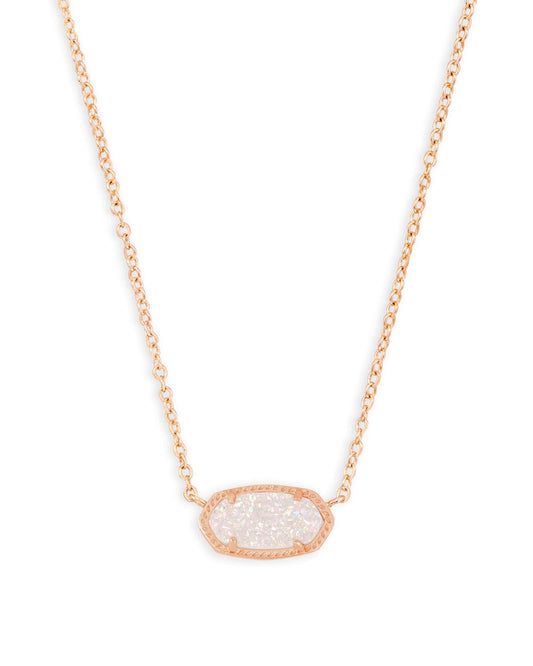 ELISA SHORT PENDANT NECKLACE ROSE GOLD IRIDESCENT DRUSY