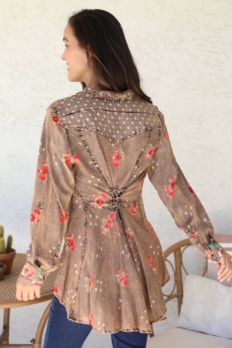 E2R17-A652 BUTTON DOWN LATTICE BACK TOP