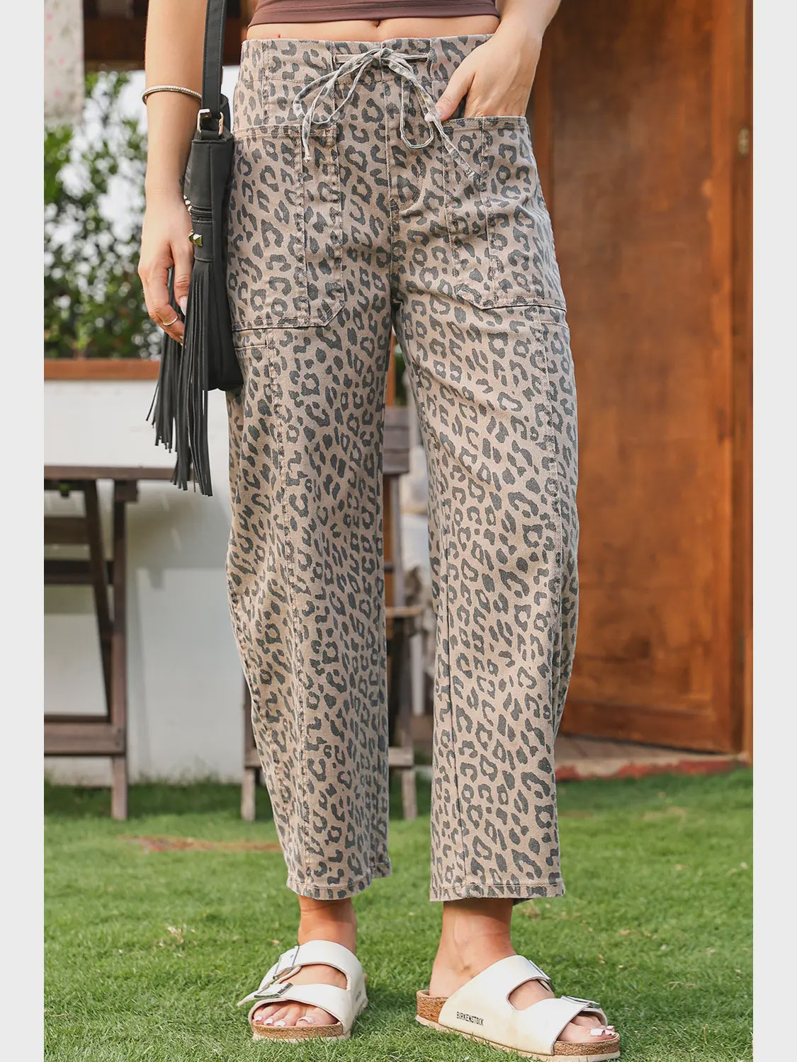 LEOPARD DRAWSTRING PANTS