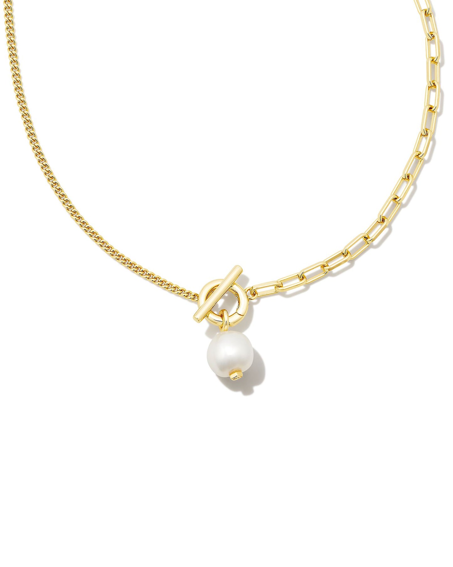 LEIGHTON PEARL CHAIN NECKLACE GOLD WHITE PEARL