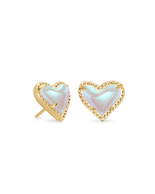 ARI HEART STUD EARRINGS DICHROIC GLASS