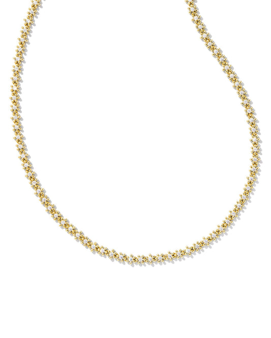 NYDIA STRAND NECKLACE GOLD WHITE CRYSTAL