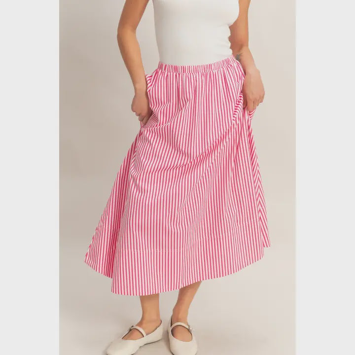 PINK STRIPED SKIRT
