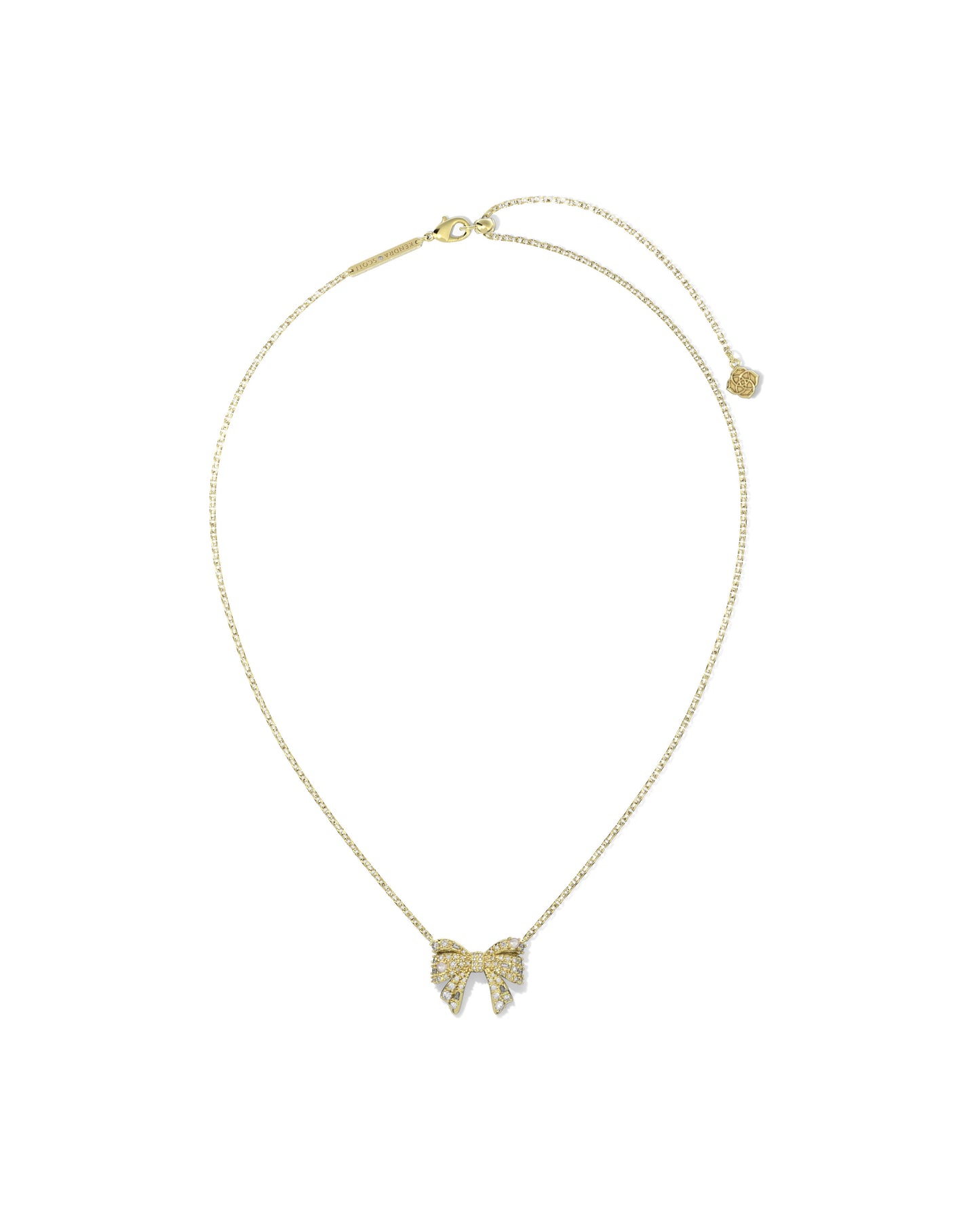 KRISTA BOW SHORT PENDANT NECKLACE GOLD WHITE MIX