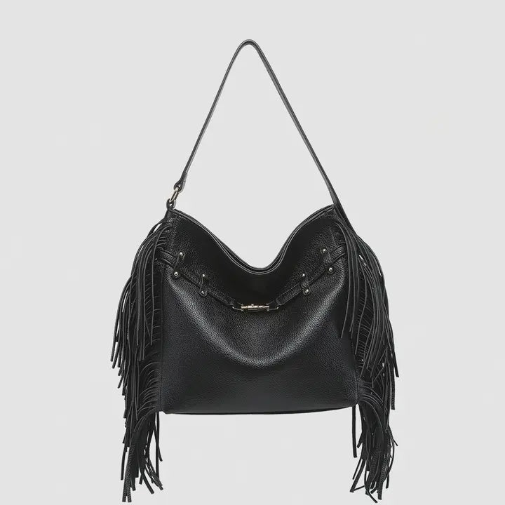 BLACK FRINGE SATCHEL