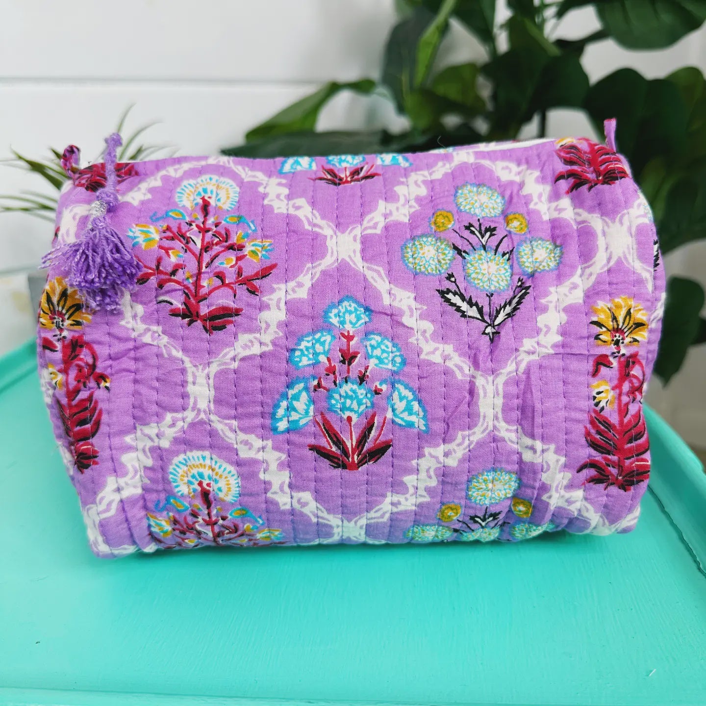Quilted Makeup Bags Purple Wildflower
