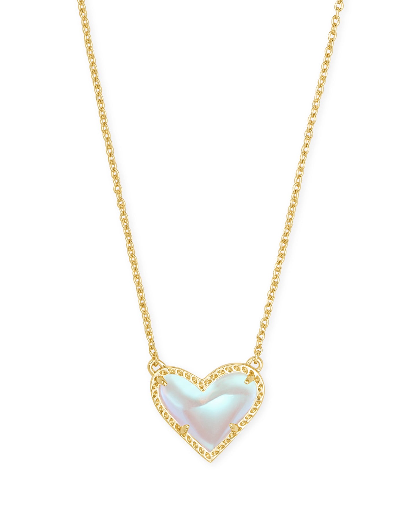 ARI HEART SHORT PENDANT NECKLACE GOLD DICHROIC GLASS