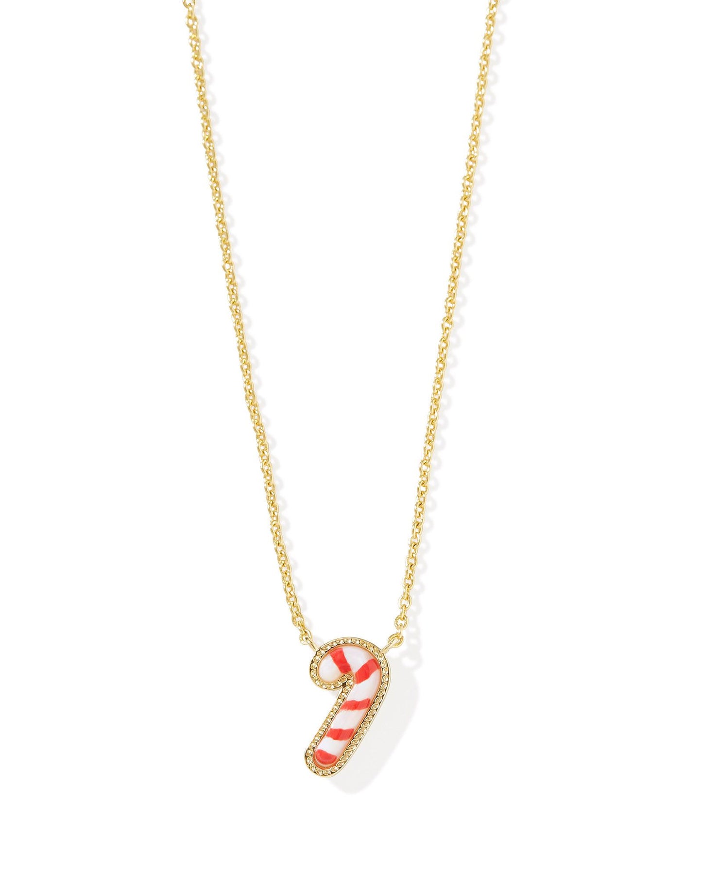 CANDY CANE SHORT PENDANT NECKLACE GOLD IVORY MOTHER OF PEARL