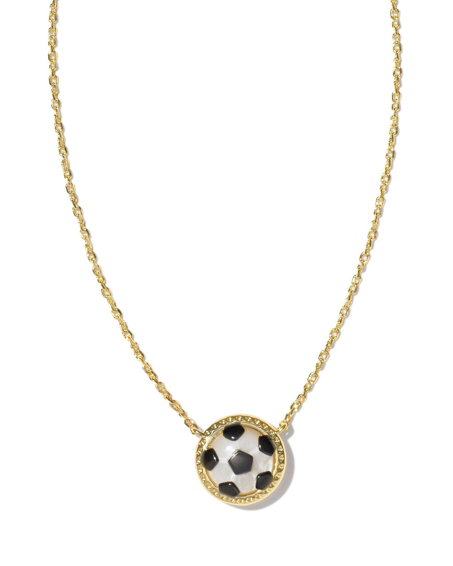 SOCCER SHORT PENDANT NECKLACE GOLD IVORY MOTHER OF PEARL