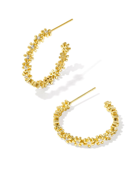 NYDIA HOOP EARRINGS GOLD WHITE CRYSTAL