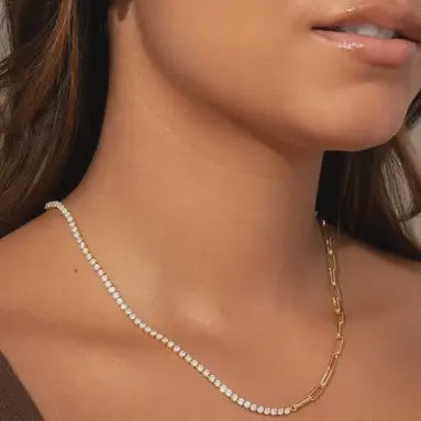 18K Stainless Steel Tarnish Free Tennis Necklace