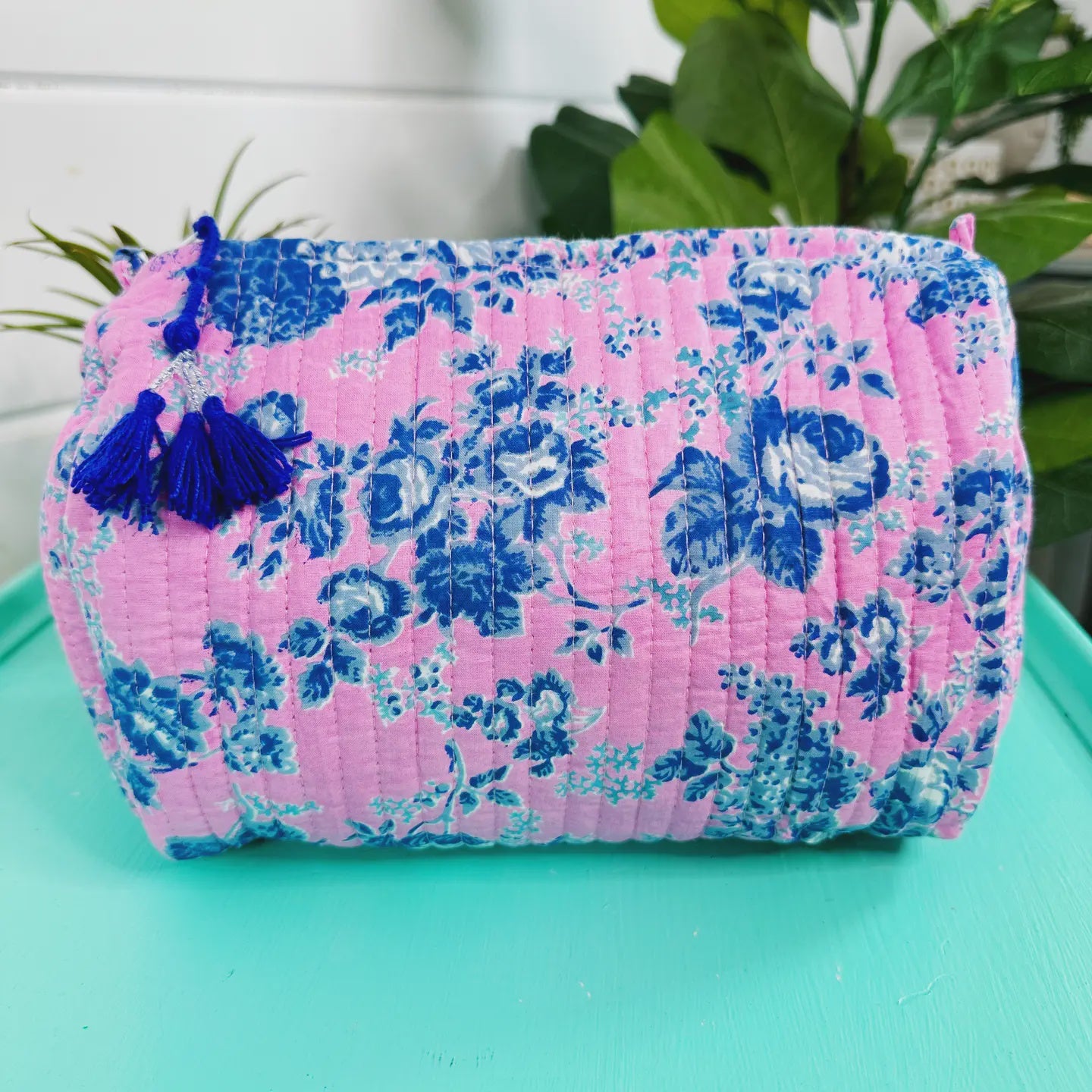 Quilted Cottage Floral Makeup Bag