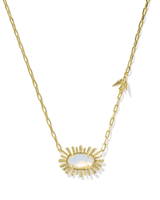 ELISA BIRD SHORT PENDANT NECKLACE GOLD OPALITE ILLUSION