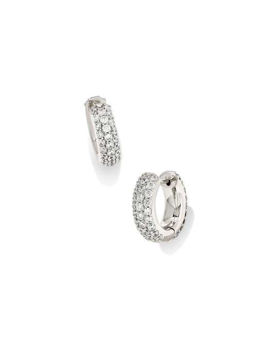 MIKKI PAVE HUGGIE EARRINGS SILVER