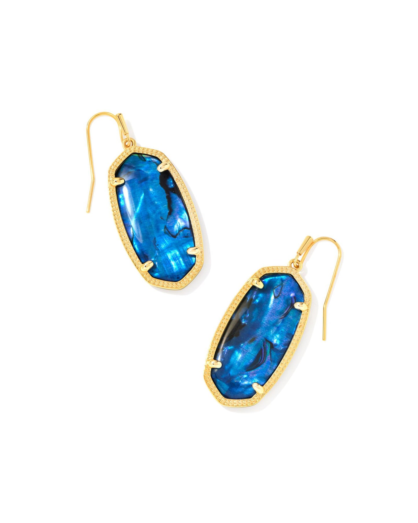 ELLE DROP EARRINGS GOLD NAVY ABALONE