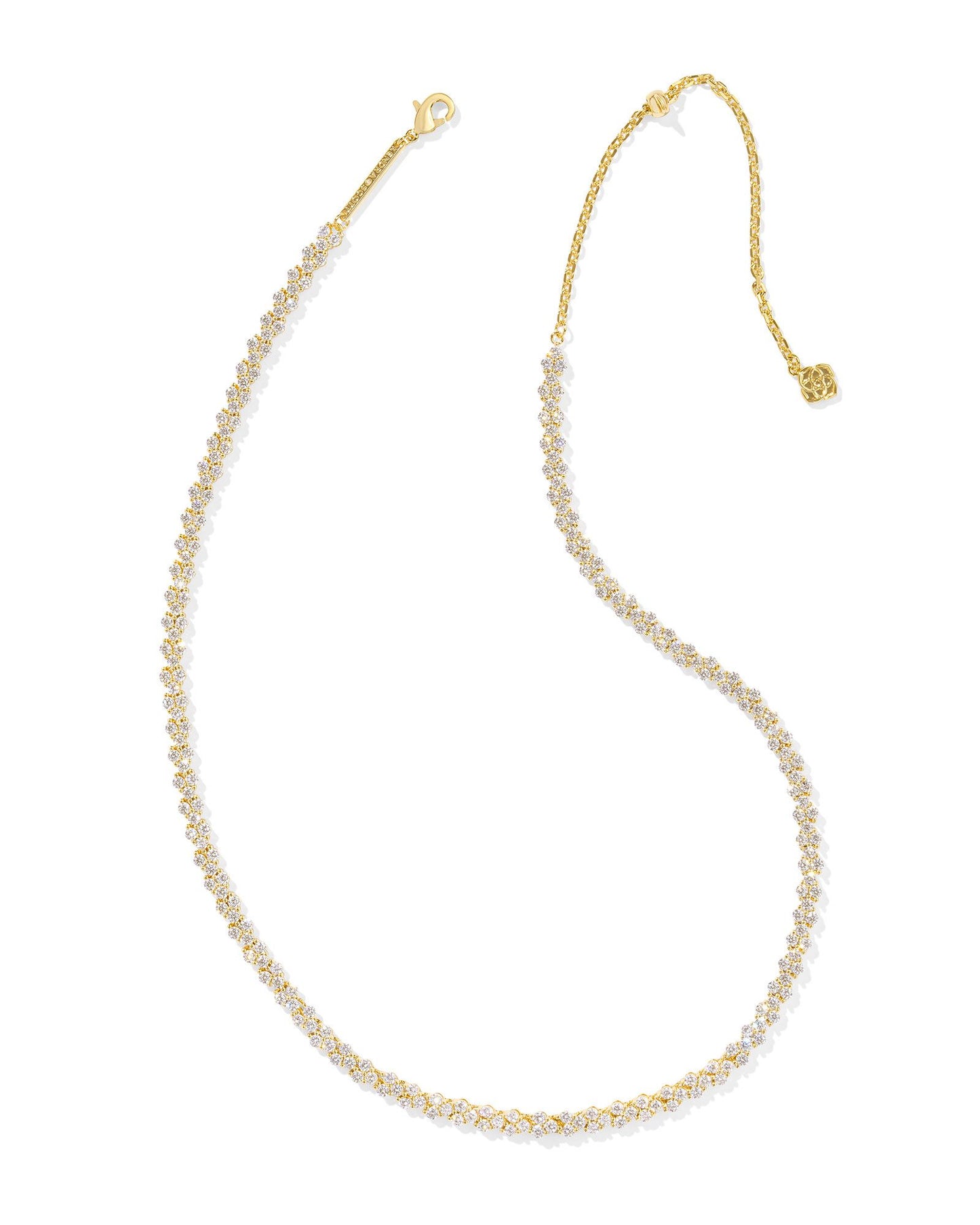 EMERY TENNIS NECKLACE GOLD WHITE CRYSTAL