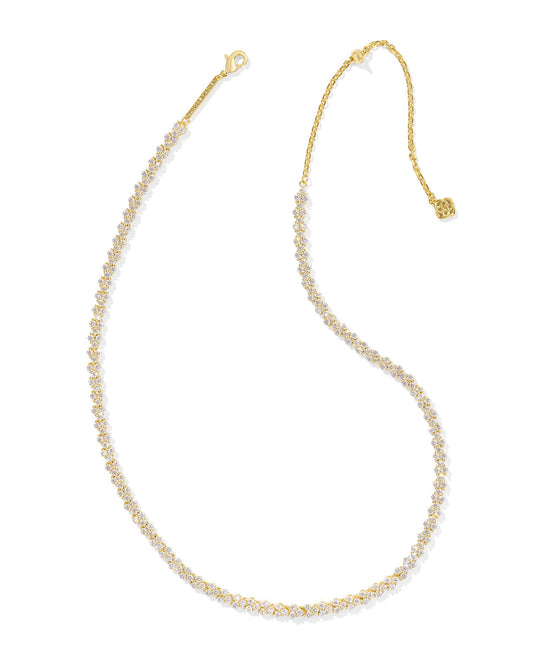 EMERY TENNIS NECKLACE GOLD WHITE CRYSTAL