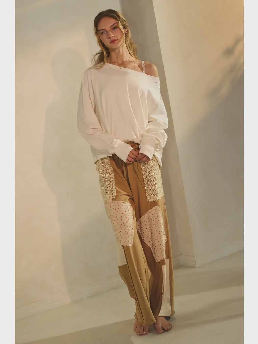 Patchwork Wide-Leg Pants
