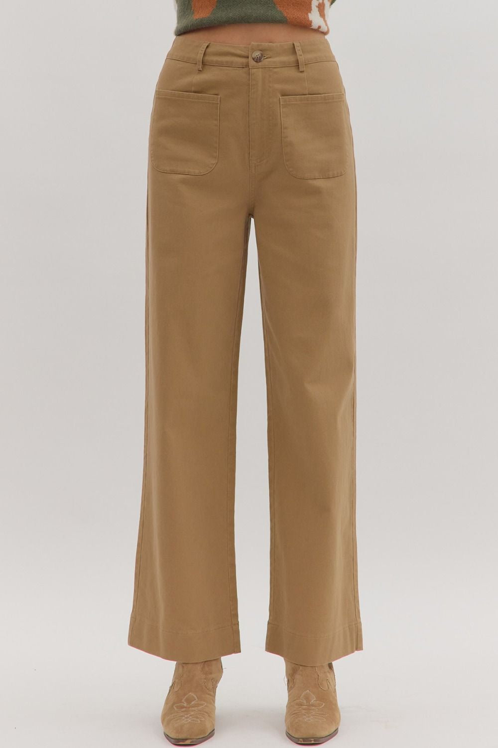 CAMEL CROPPED ANKLE PANTS