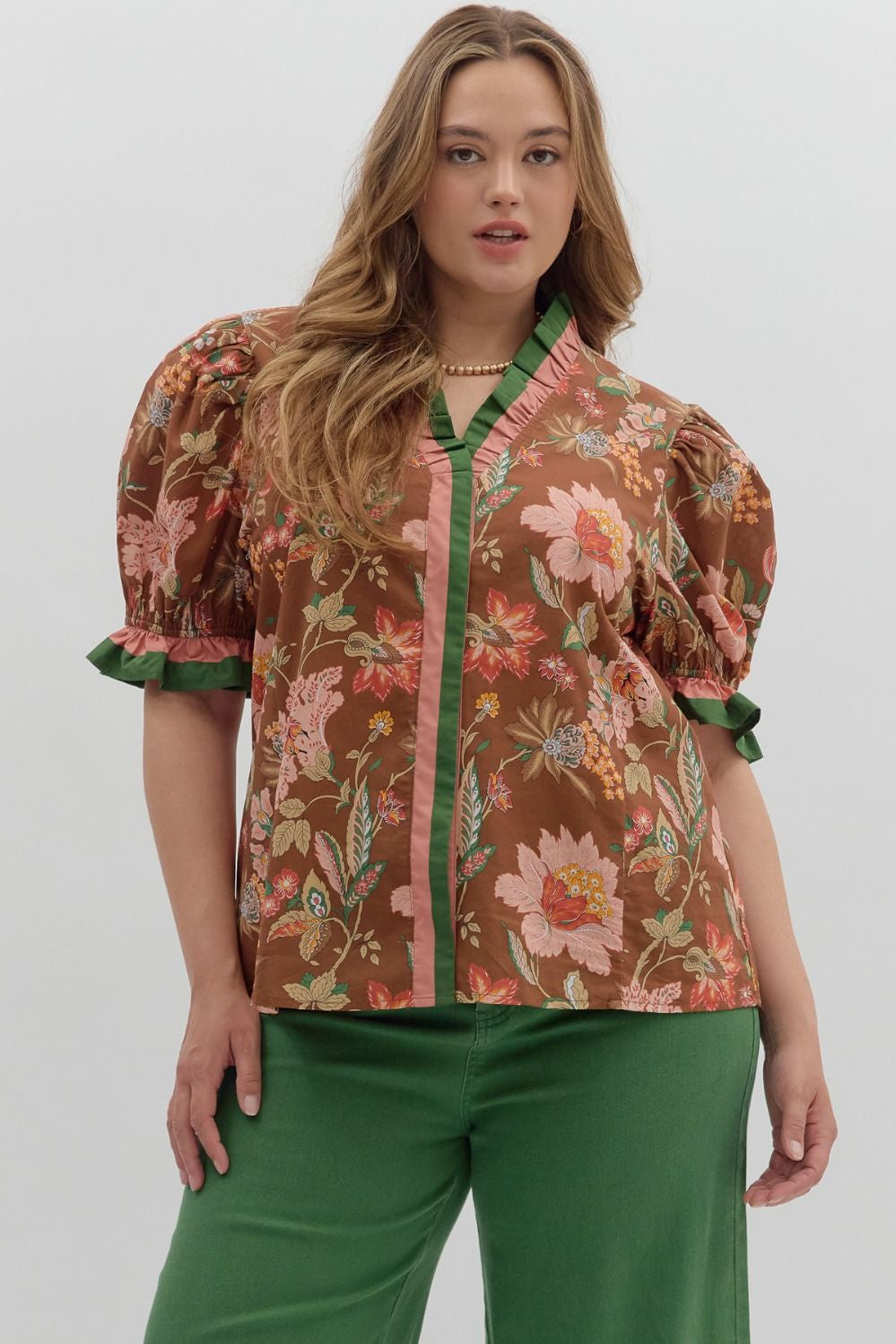 CURVY BROWN BECKY TOP