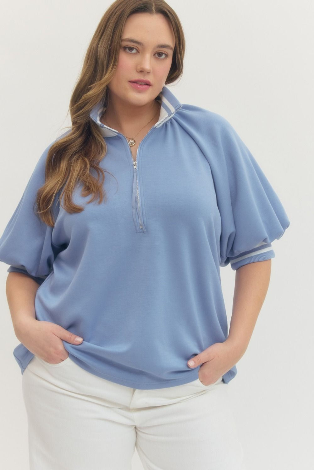 CURVY BLUE REAGAN TOP